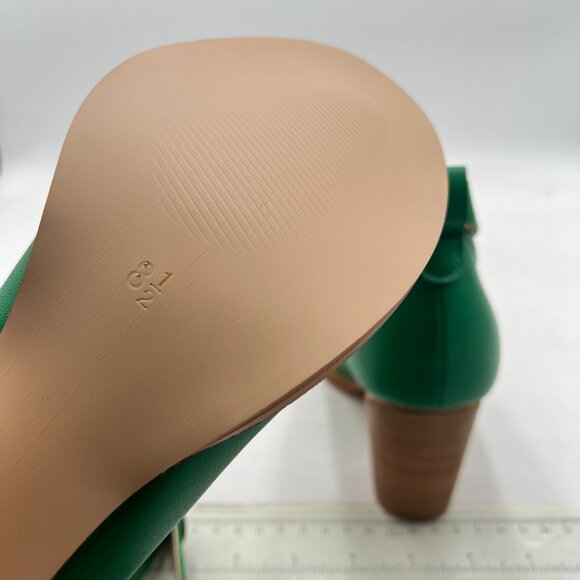 YDN Green Block Heel Pumps Round Toe Low Stacked Heels Ankle Strap Daily Shoes - Picture 6 of 8